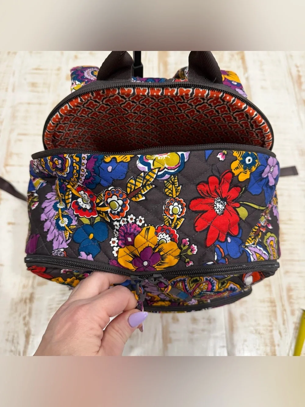 Vera Bradley Bancroft Quilted Floral Backpack - Colorful Bouquet Laptop Bag